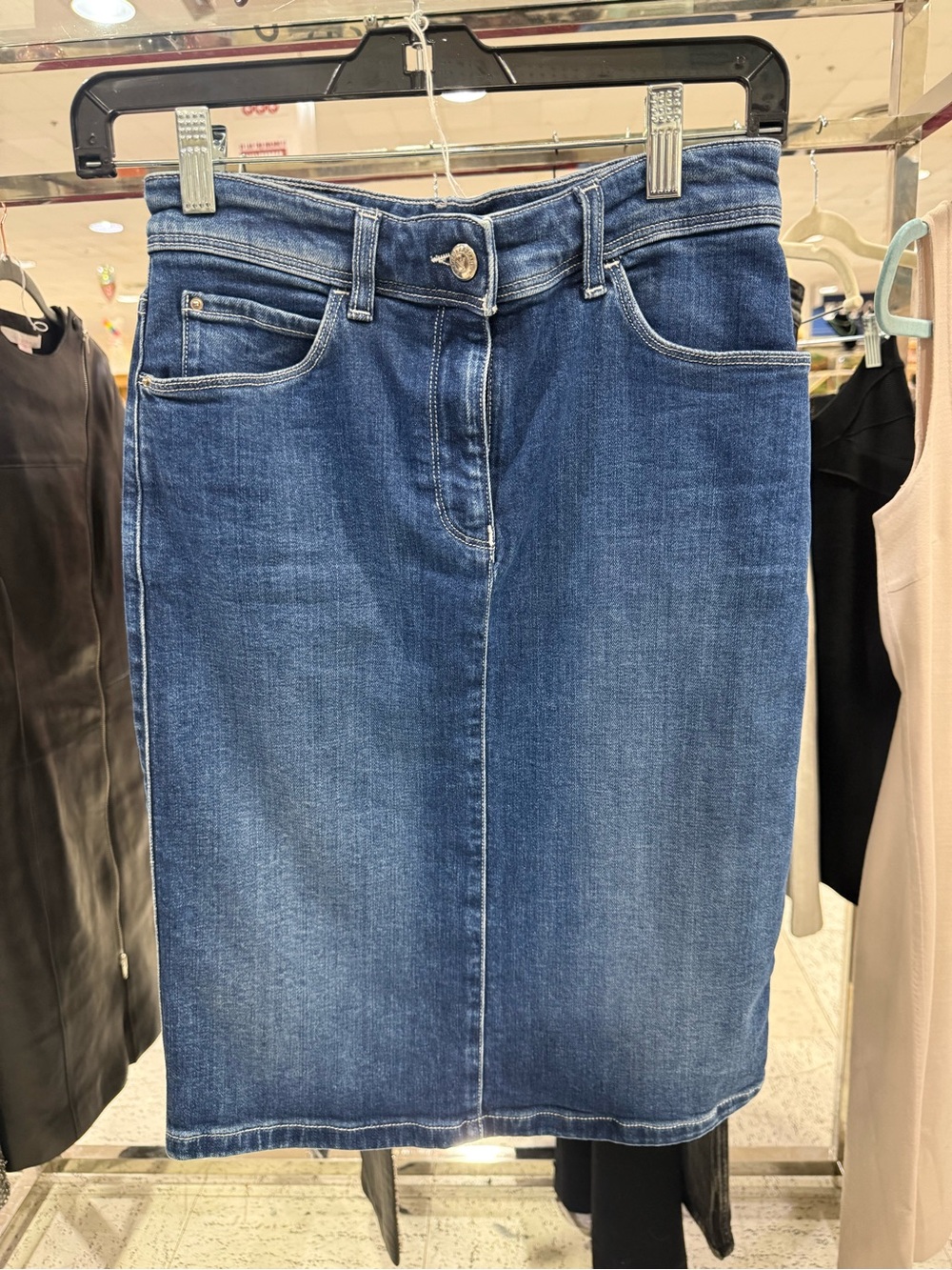 Emporio Armani Women's Jean Midi Skirt Size US 38 Blue Denim Made In Italy